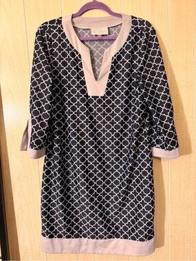 Pappagallo Navy and Light Pink Geometric Tunic Dress